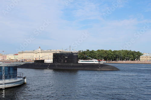 Russian submaribe in St Petersburg Navy day