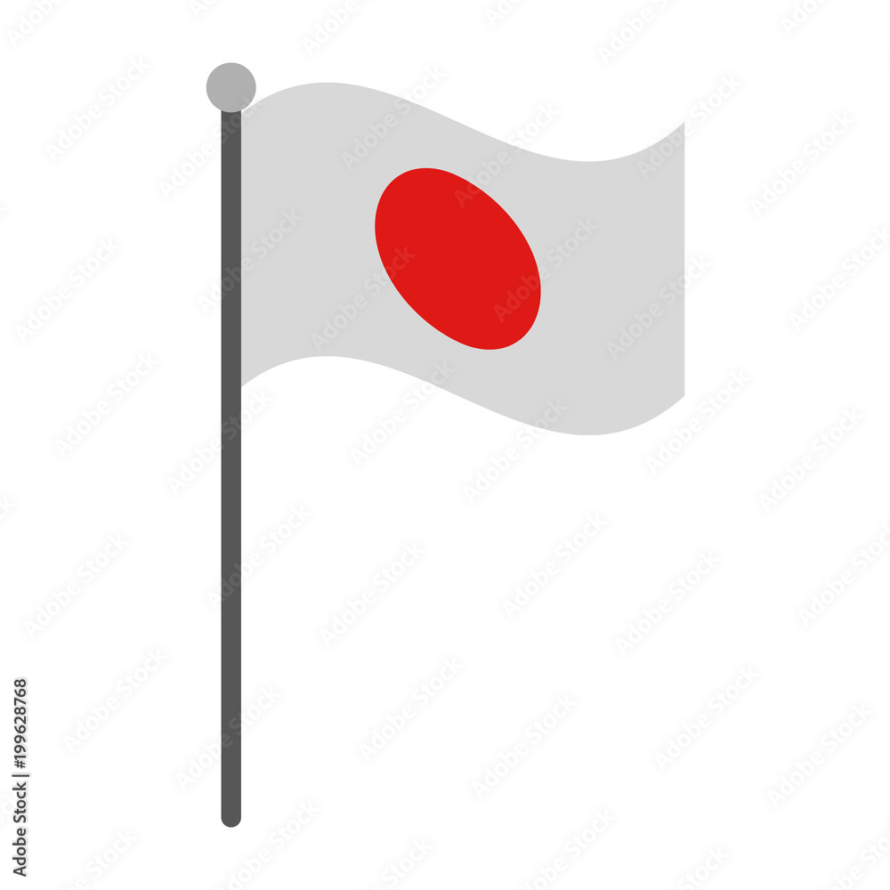 Japan national flag with pole vector illustration graphic design Japan national flag with pole vector illustration graphic design