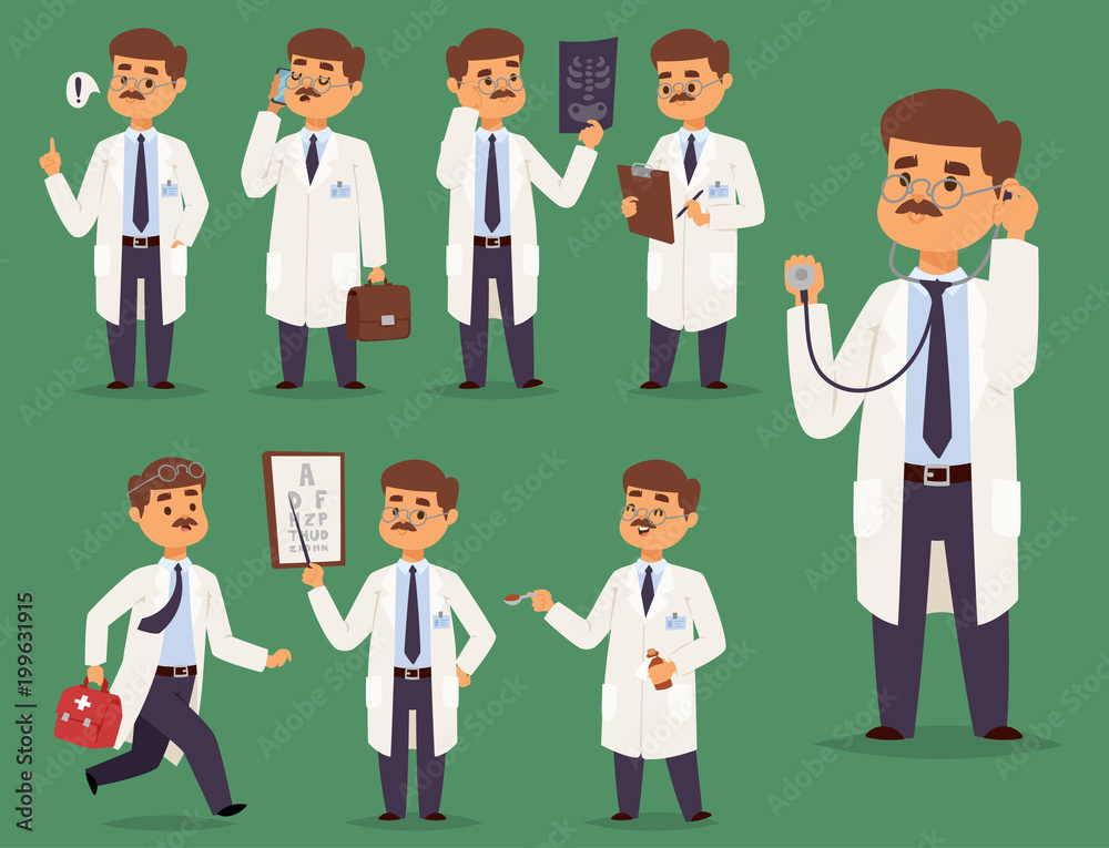 Doctor nurse character vector medical man staff flat design hospital team people doctorate illustration. Doctor nurse character vector medical man staff flat design hospital team people doctorate illustration.