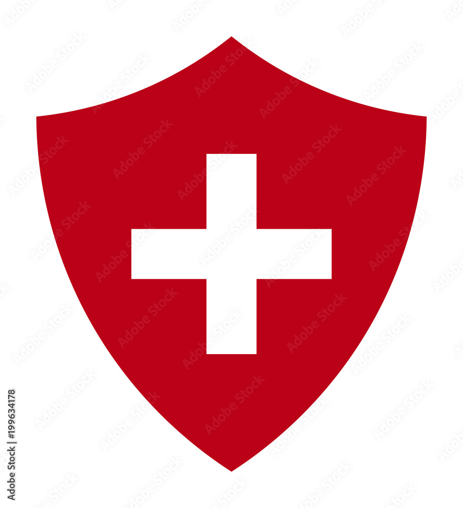 Red Immune System (Cross In A Shield) Icon Red Immune System (Cross In A Shield) Icon