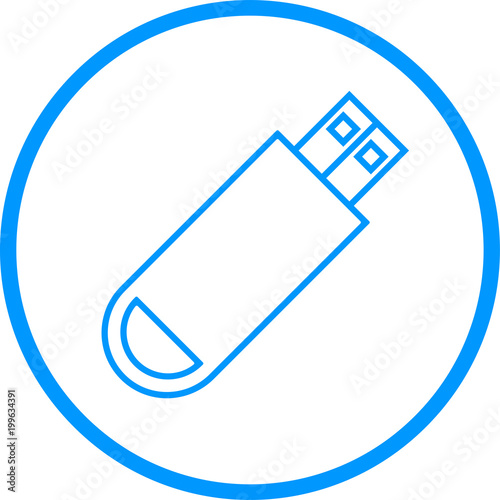USB Flash Drive Line Icon Within A Circle