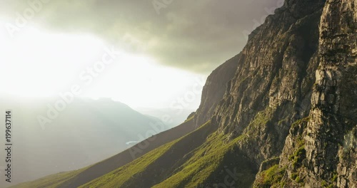 Majestic mountains with green slopes in Jonkershoek photo