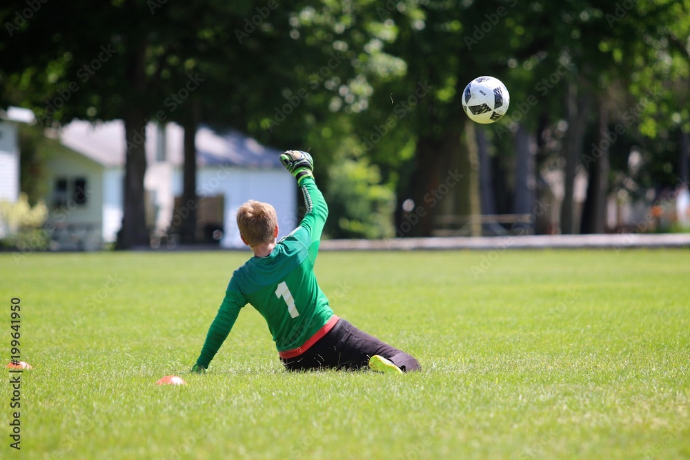 Obraz premium sliding soccer save