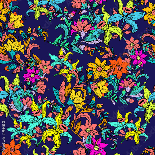 Colorful floral seamless pattern 
