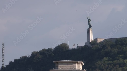 Liberty Statue Szabadság szobor in Budapest Hungary from below. photo