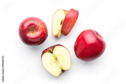 red apples isolated on white in top view