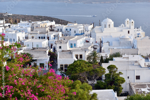 A view of Plaka, Milos Island, Greece from the hill of Castro