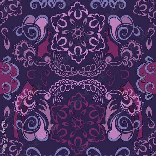 vector seamless pattern.. Set of ornamental patterns for background and texture. Lilac shades, ultra violet 