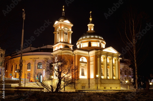 Evening view of St. Barbara's Church on Varvarka street, Moscow, Russia