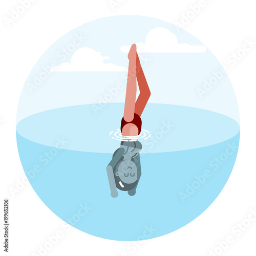 Woman sketch dives