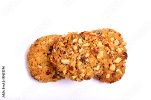 almond cookies on white background