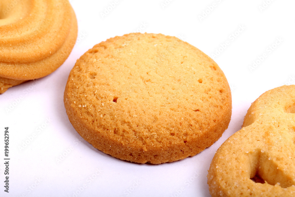 Danish butter cookies, butter cookies on white Danish butter cookies, butter cookies on white