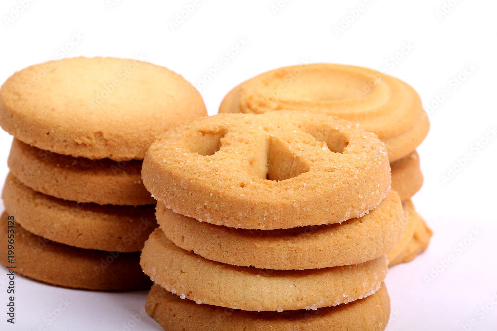 Danish butter cookies, butter cookies on white Danish butter cookies, butter cookies on white