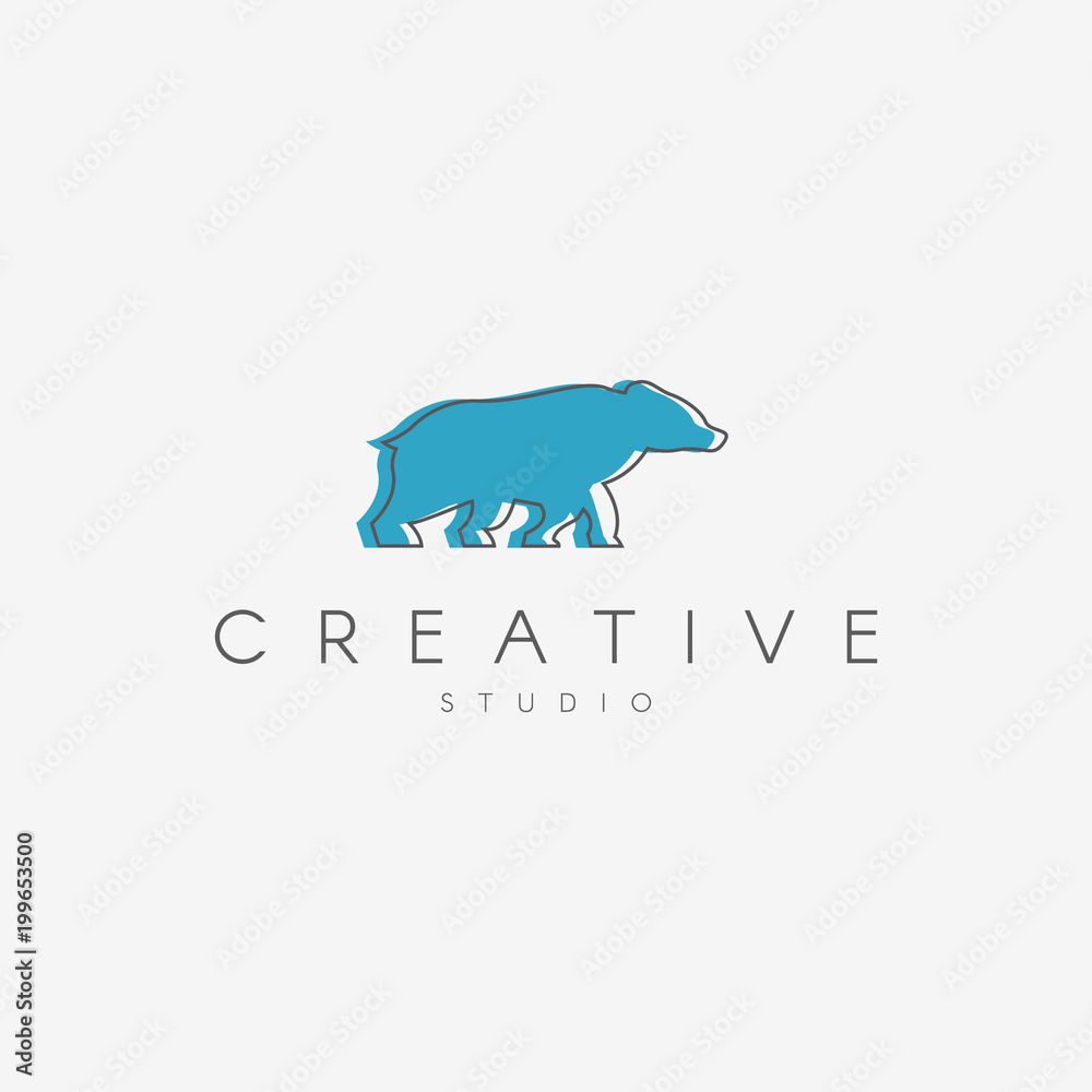 Bear logo. Linear logo, in the form of a bear. Bear logo. Linear logo, in the form of a bear.