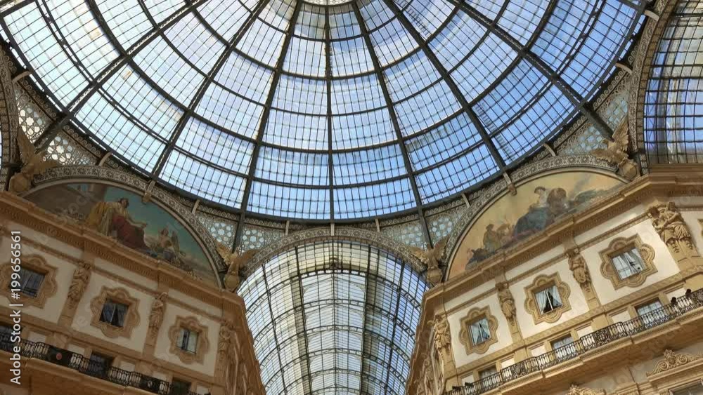 Galleria Vittorio Emanuele II, gallery, Milano, Milan, Lombardy, Italy, tilt view 4k Galleria Vittorio Emanuele II, gallery, Milano, Milan, Lombardy, Italy, tilt view 4k