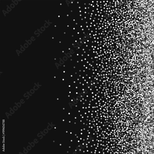 Round gold glitter. Scatter right gradient with round gold glitter on black background. Mesmeric Vector illustration.