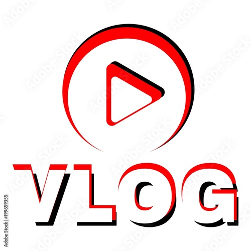 Play vlog logo, flat style