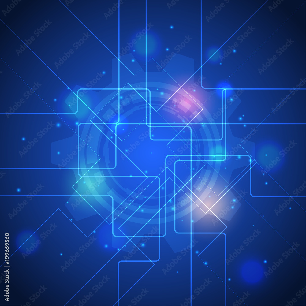 Obraz premium Abstract lines high technology blue background. Vector illustration.