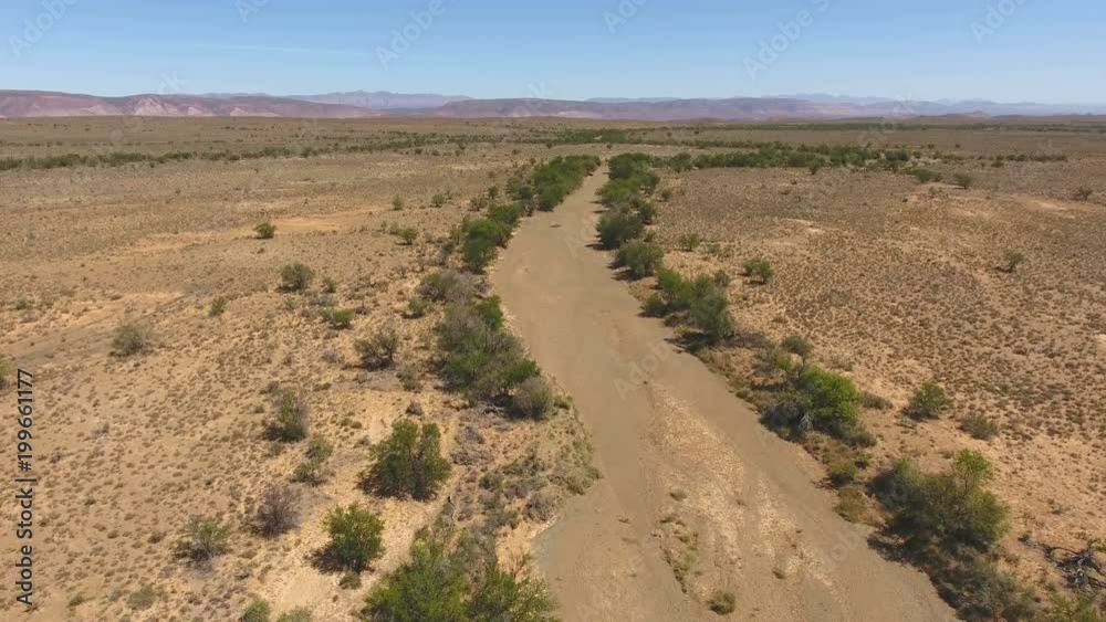 Aerial view of the arid landscape with dry river of the Karoo region of South Africa Aerial view of the arid landscape with dry river of the Karoo region of South Africa