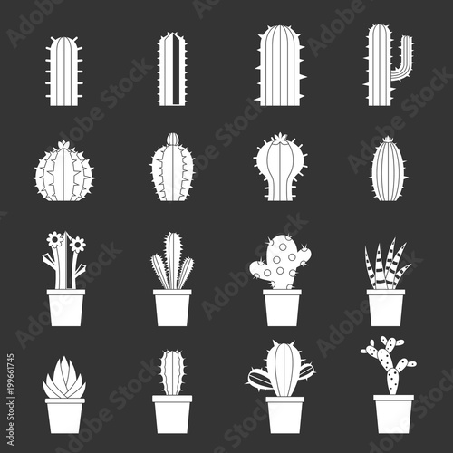 Different cactuses icons set grey vector © ylivdesign