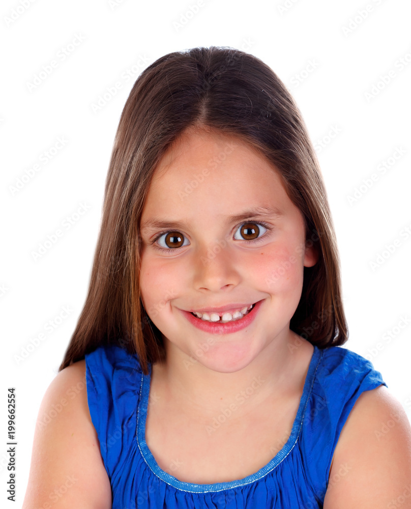Happy small girl with straight hair Happy small girl with straight hair