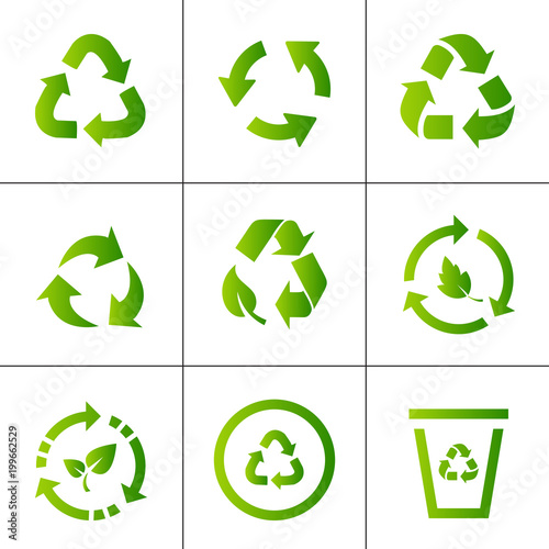 Recycling icon set