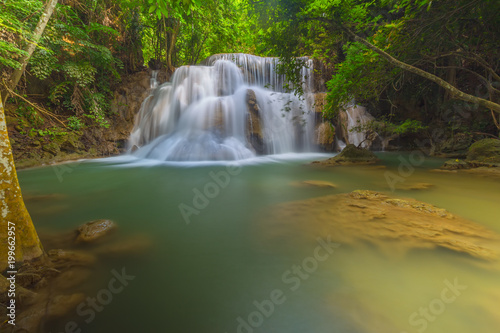Beautiful Huay Mae Kamin Waterfall in Khuean Srinagarindra National Park, Kanchanaburi Province. Thailand