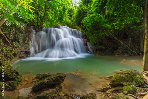 Beautiful Huay Mae Kamin Waterfall in Khuean Srinagarindra National Park, Kanchanaburi Province. Thailand © rbk365