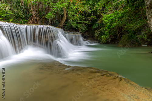 Beautiful Huay Mae Kamin Waterfall in Khuean Srinagarindra National Park, Kanchanaburi Province. Thailand