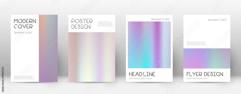 Flyer layout. Minimal amazing template for Brochure, Annual Report, Magazine, Poster, Corporate Presentation, Portfolio, Flyer. Artistic pastel hologram cover page.