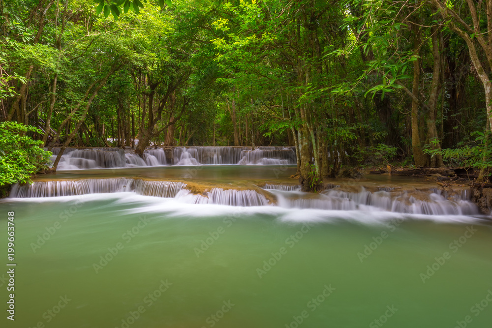 Beautiful Huay Mae Kamin Waterfall in Khuean Srinagarindra National Park, Kanchanaburi Province. Thailand Beautiful Huay Mae Kamin Waterfall in Khuean Srinagarindra National Park, Kanchanaburi Province. Thailand