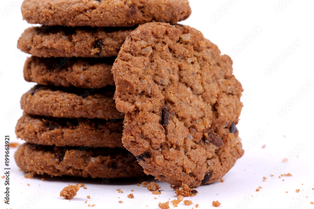 Chocolate homemade pastry biscuits isolated on white background Chocolate homemade pastry biscuits isolated on white background