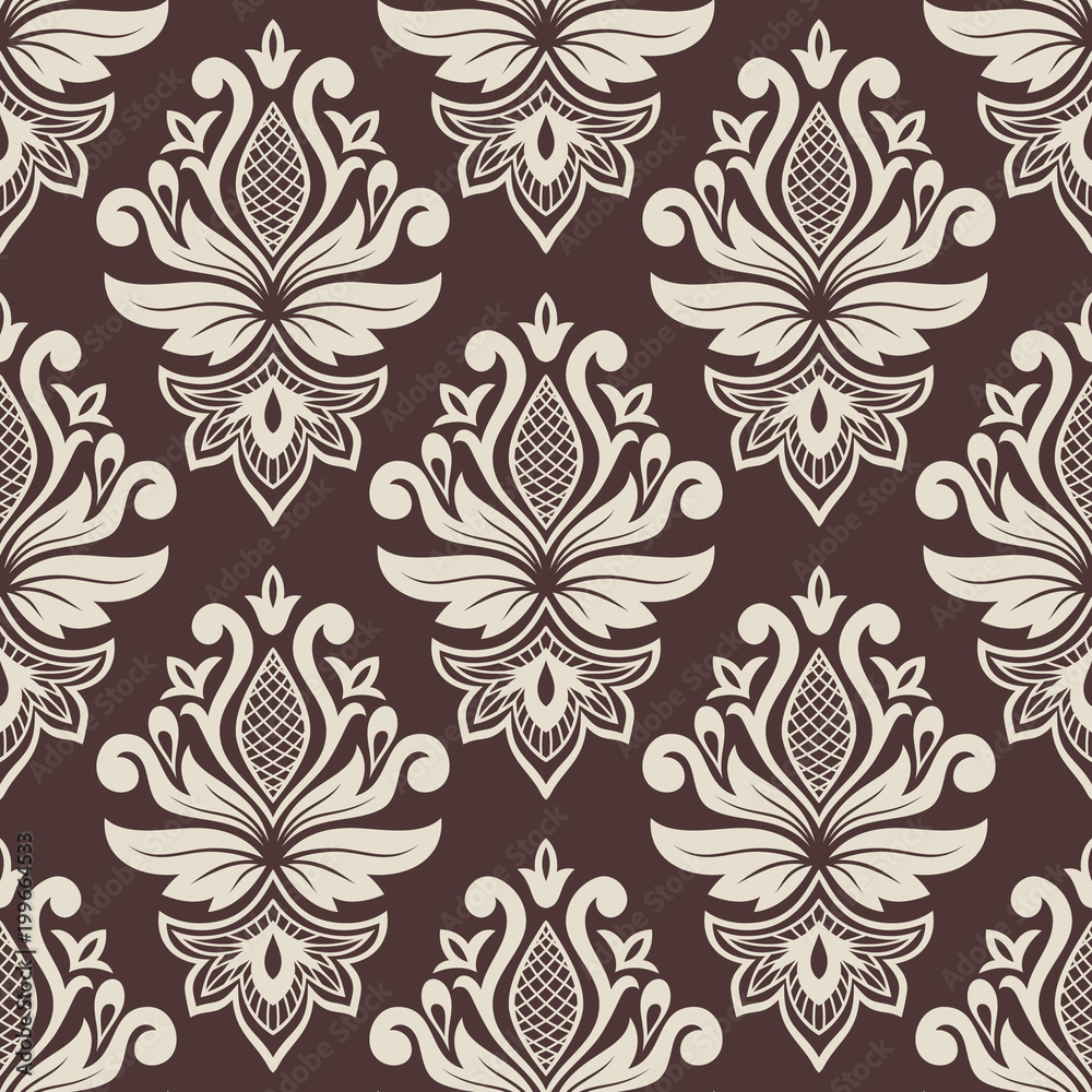 Fototapeta premium Vintage damask seamless pattern. Classical luxury texture for wallpapers, wrapping, textile. Vector Illustration