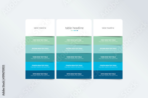 Pricing table design template for business. Vector.