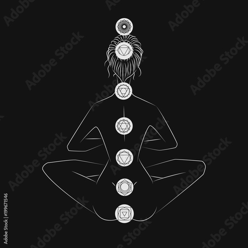 woman yoga chakra vector