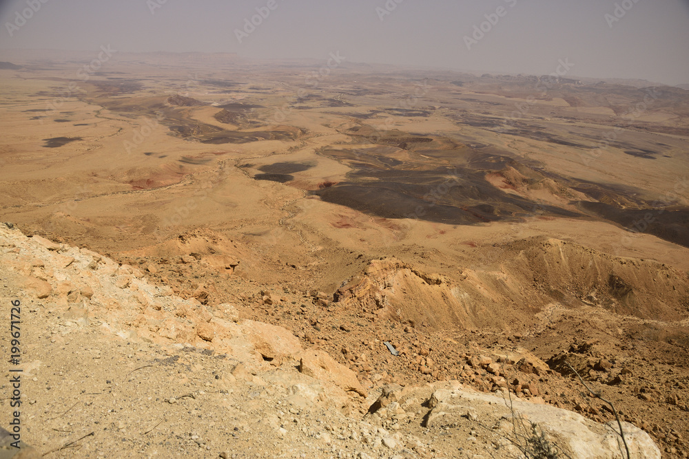 Wild landscape of Negev desert in Mitzpe Ramon area in southern Israel. 