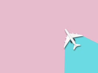 Travel around the world for your colorful life .Enjoy the funny trip journey .Top view for copy space some idea your create destination .object cute ,world vintage on color background