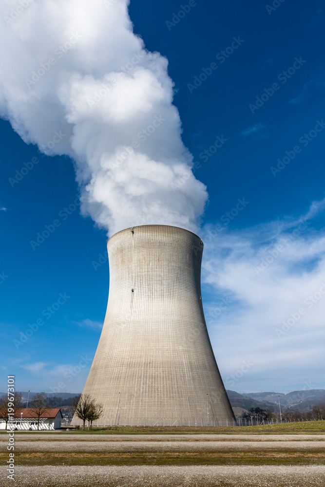 nuclear power station in a clear blue sky nuclear power station in a clear blue sky