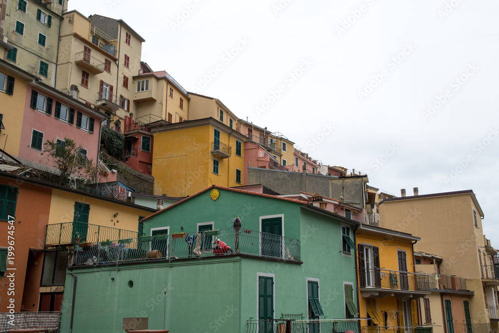 チンクエテッレ～険しいリグーリア海岸の5つの村（イタリア・リグーリア州） マナローラのカラフルな家並み
