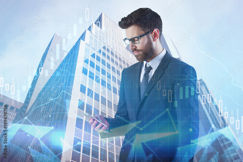 Fototapeta premium Technology, online analysis, finance and market concept
