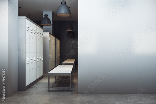 Contemporary locker room with copyspace