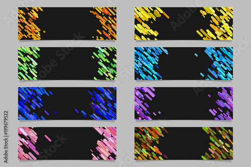 Abstract banner background template design set with colored diagonal stripes - vector graphics