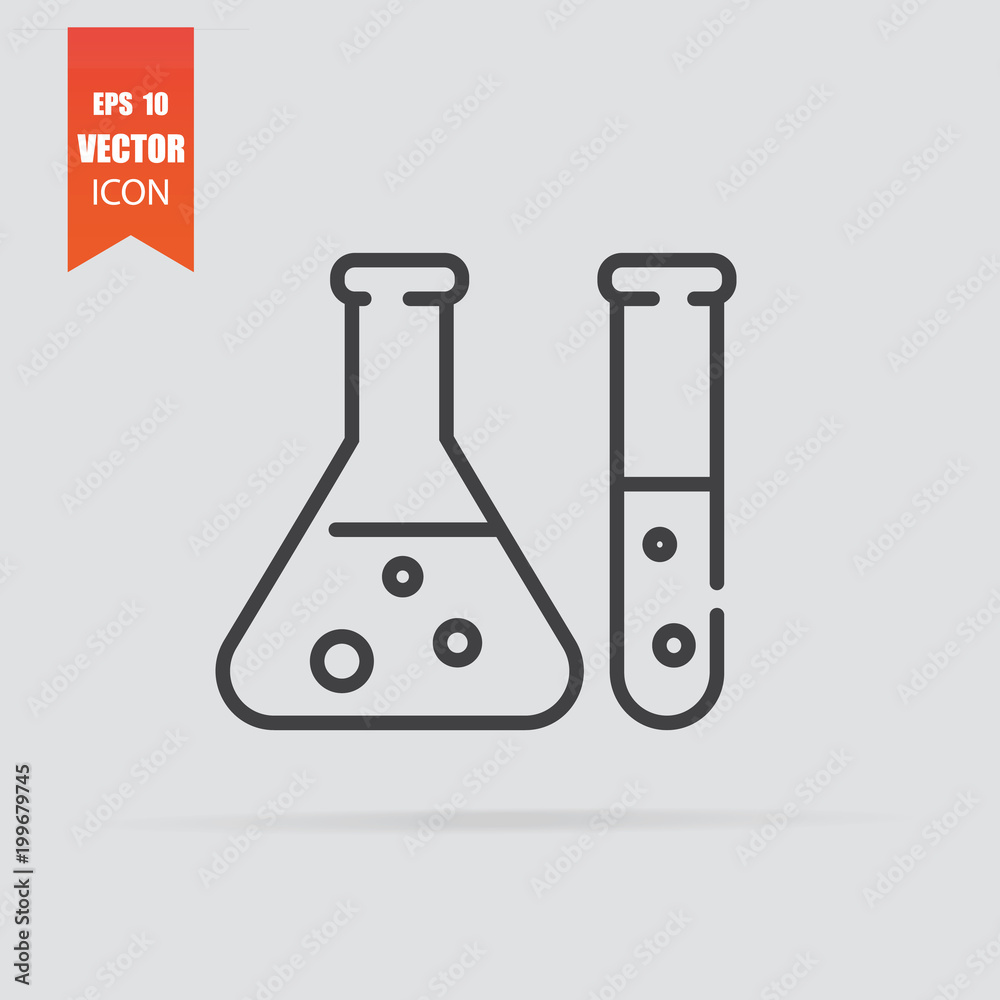 Test tube icon in flat style isolated on grey background. Test tube icon in flat style isolated on grey background.