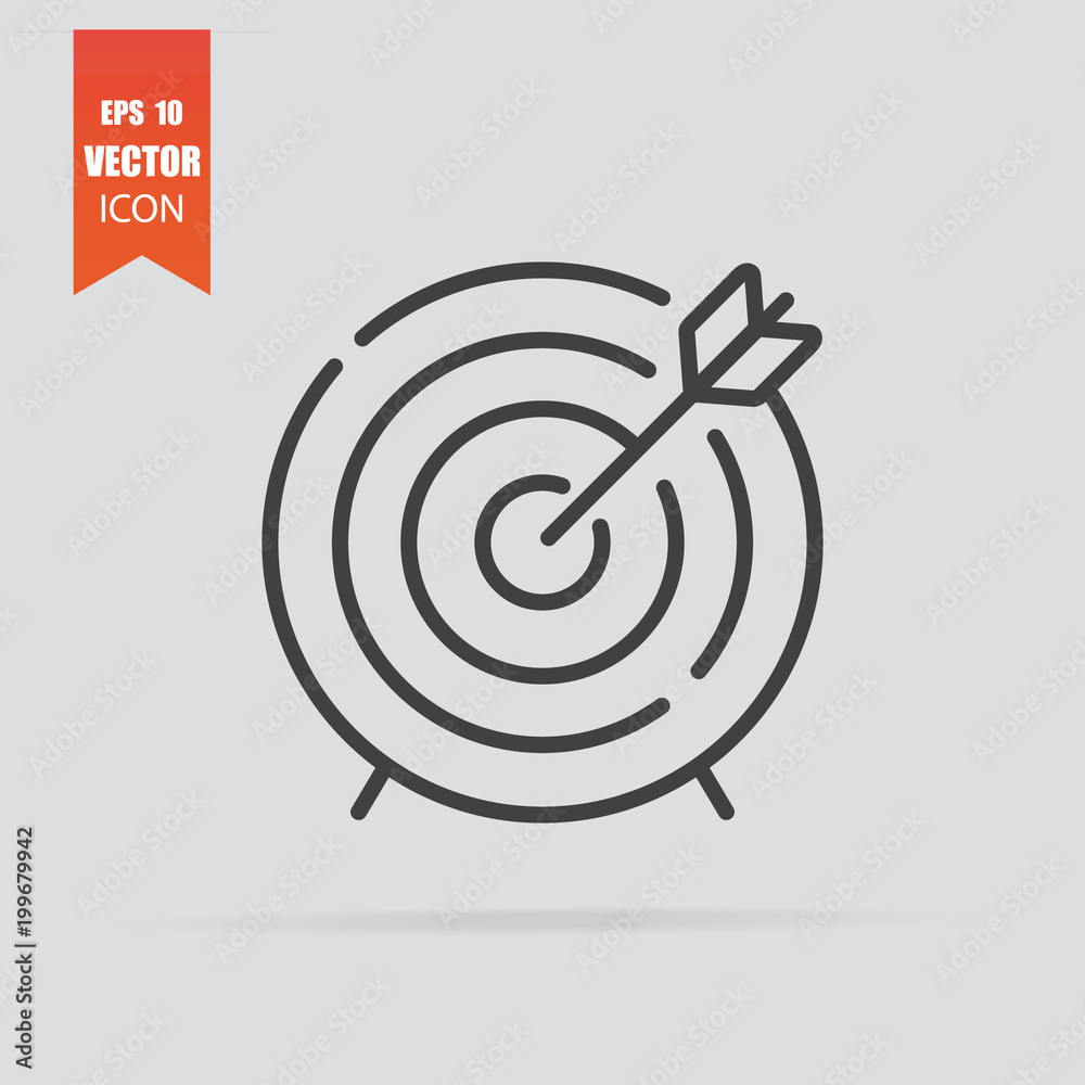 Target icon in flat style isolated on grey background. Target icon in flat style isolated on grey background.