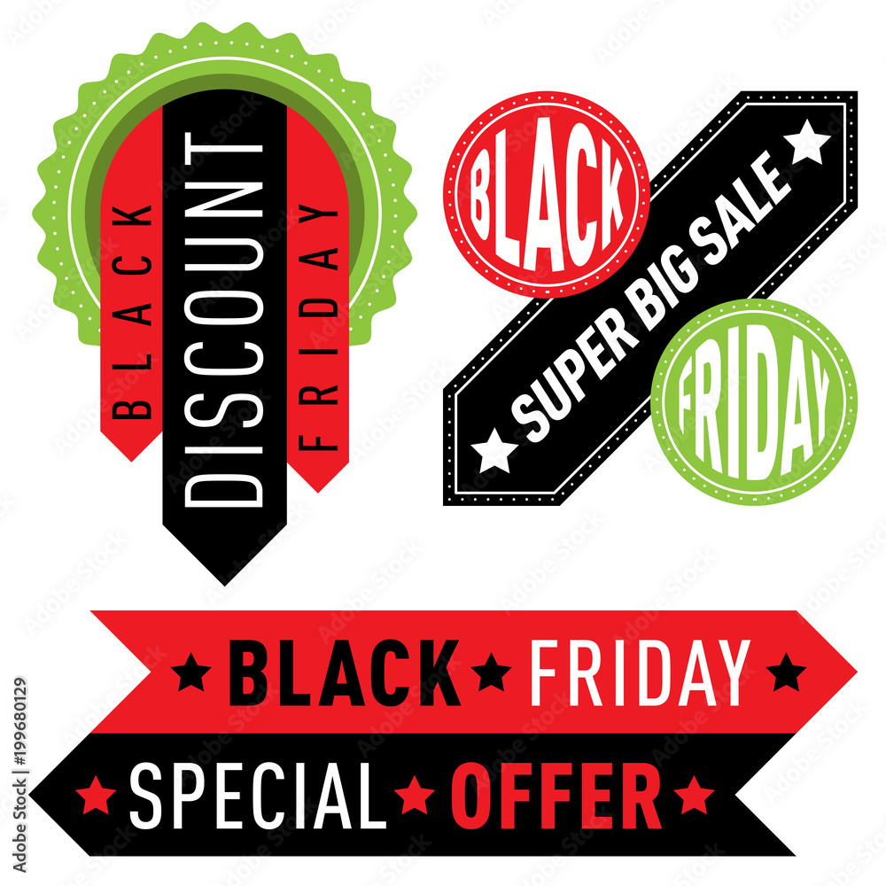 Φωτογραφία Sale vector badge stickers lables percent discount shopping saledays black friday discount special webshop offer symbols illustration