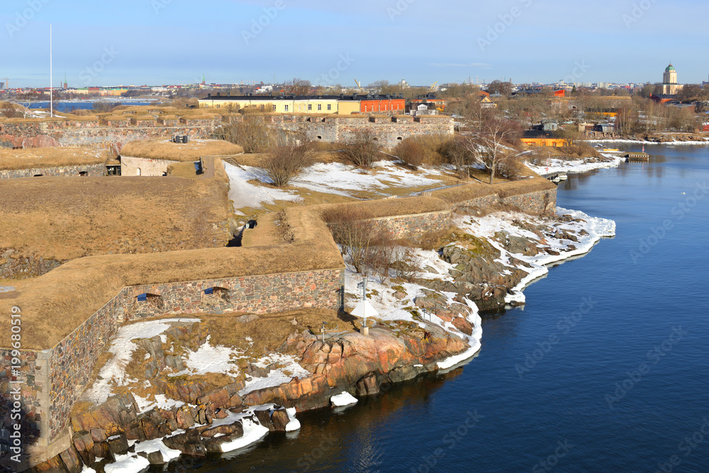 Suomenlinna (Sveaborg), sea citadel  built on six islands and which now forms part of city of Helsinki, in spring