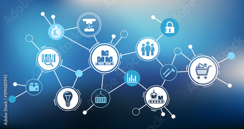 Aspects of modern company manufacturing processes - vector illustration