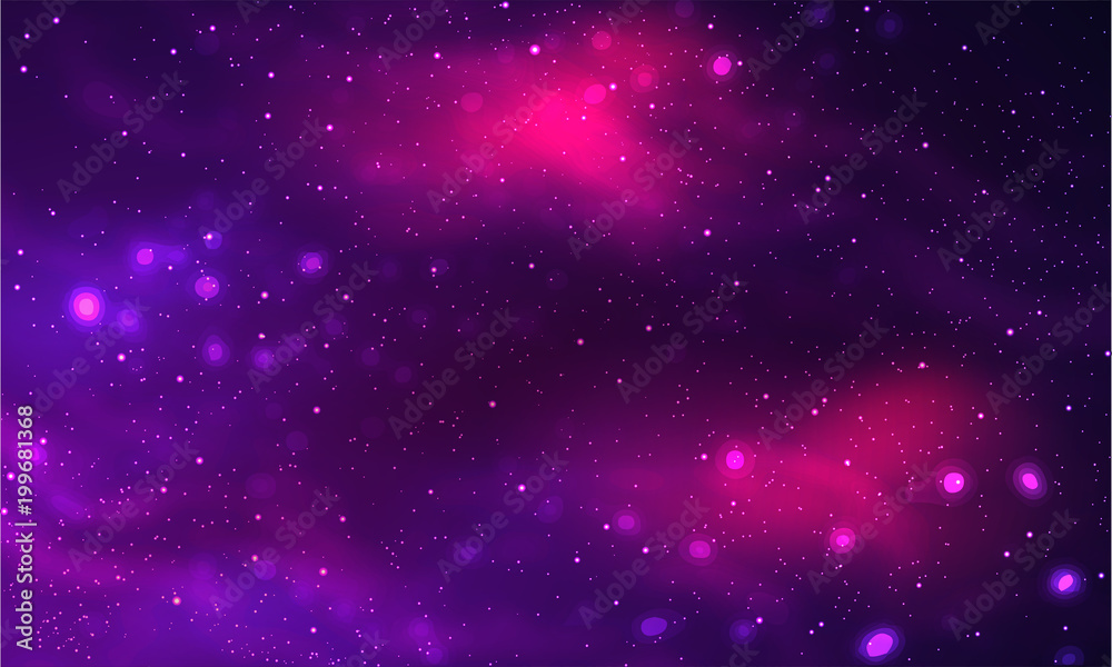 Cosmic galaxy background with nebula, stardust and bright shining stars. Brochures, posters, or banner design.