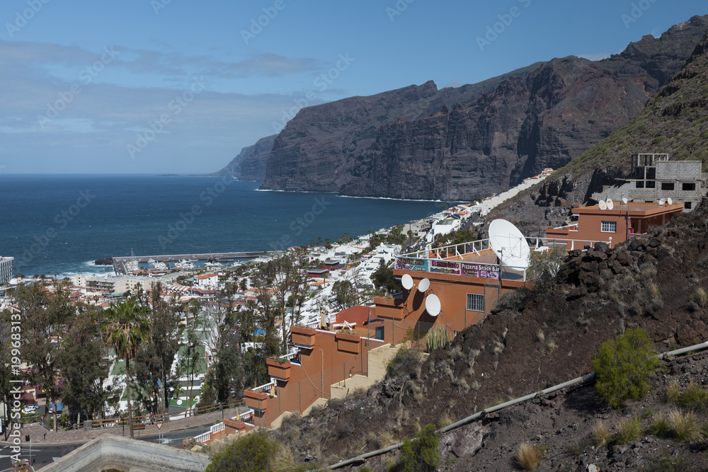 City in Atlantic ocean, coast of Tenerife, Tenerife, Canary Islands, Spain
