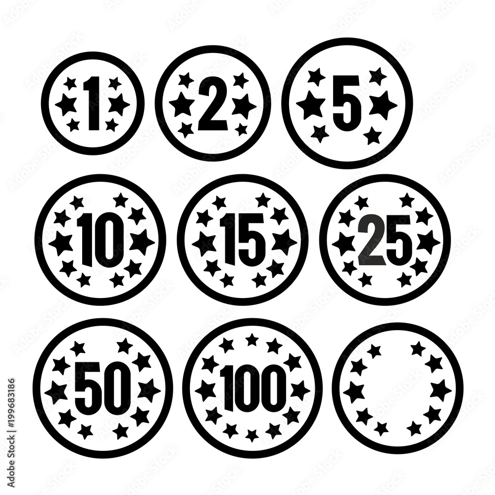 Set of coins with numbers for table casino games. Set of coins with numbers for table casino games.